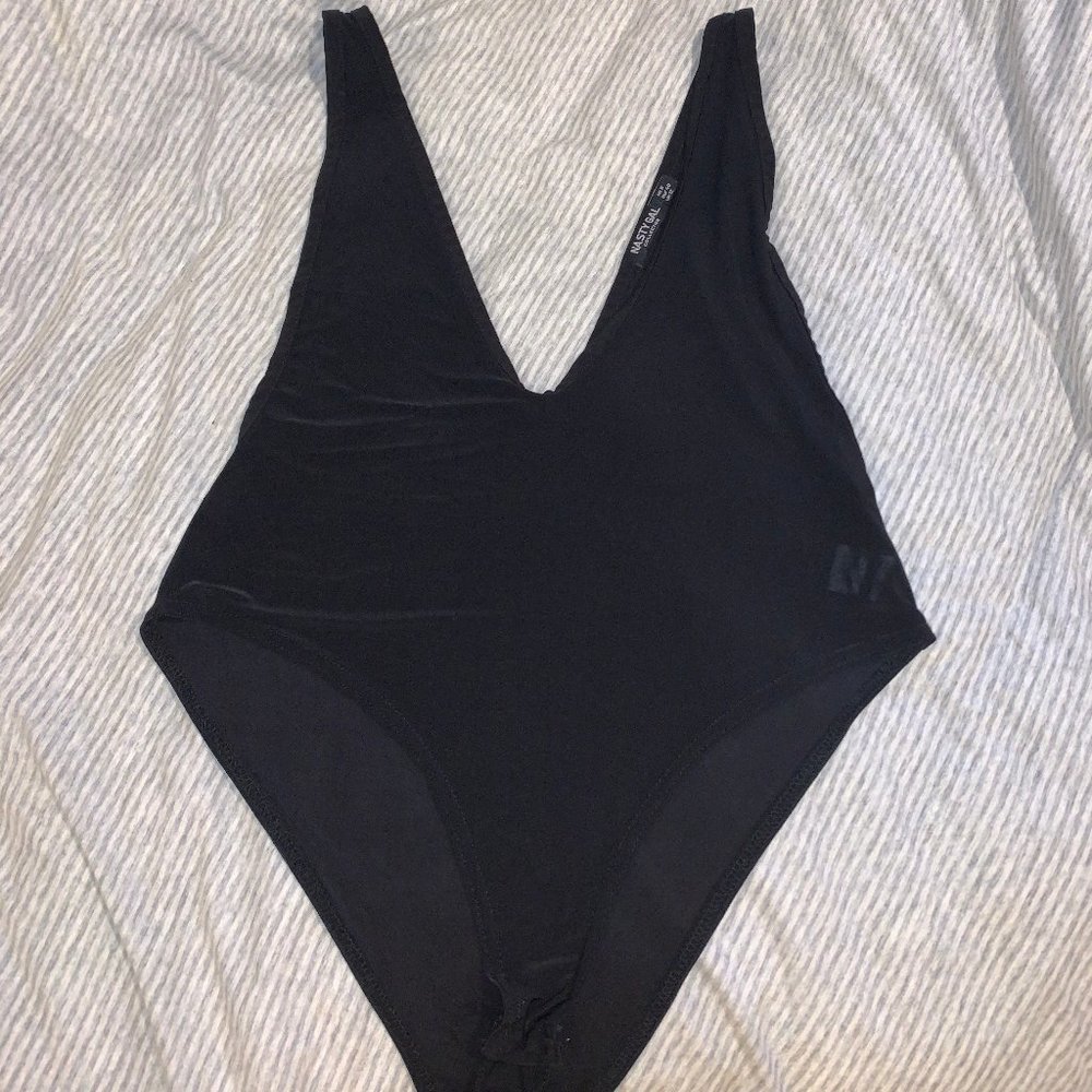 NWOT Deep V-Neck Black Bodysuit